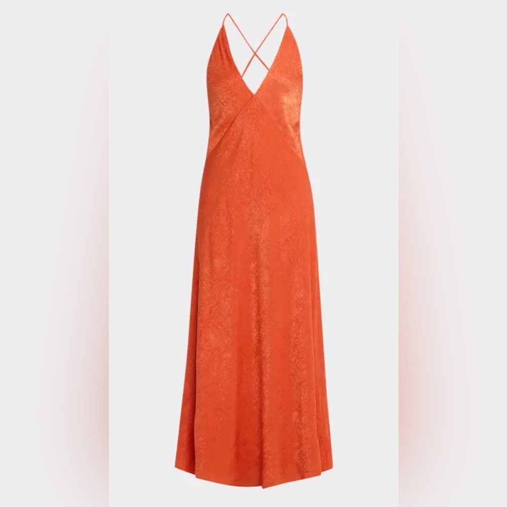 Backless Orange Slip Maxi Dress ($295 Arielle)